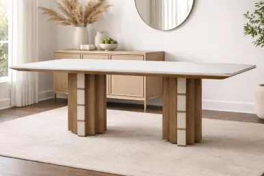 طاولة طعام كيبلير – تستوعب  8 كراسي (رخام كريمي طبيعي)