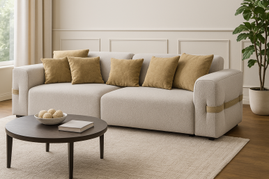 Eiyad Sofa Three-Seater Beige